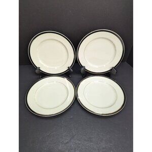 Ivory China by Mikasa M2004 Trafalgar 7 1/2" Salad Plate Black Trim Set of 4